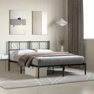 vidaXL, vidaXL Bettgestell mit Kopfteil Metall Schwarz 120x200 cm