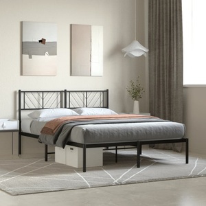 vidaXL, vidaXL Bettgestell mit Kopfteil Metall Schwarz 140x190 cm