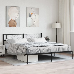 vidaXL, vidaXL Bettgestell mit Kopfteil Metall Schwarz 200x200 cm