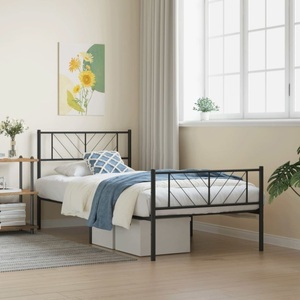 vidaXL, vidaXL Bettgestell mit Kopf- und Fußteil Metall Schwarz 107x203 cm, vidaXL Bettgestell mit Kopf- und Fußteil Metall Schwarz 107x203 cm