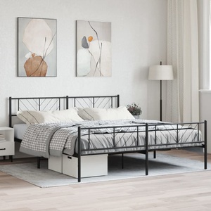 vidaXL, vidaXL Bettgestell mit Kopf- und Fußteil Metall Schwarz 200x200 cm