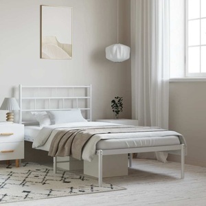 vidaXL, vidaXL Bettgestell mit Kopfteil Metall Weiß 100x190 cm, vidaXL Bettgestell mit Kopfteil Metall Weiß 100x190 cm