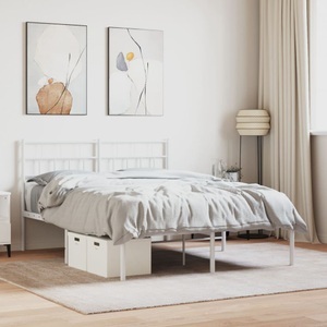 vidaXL, vidaXL Bettgestell mit Kopfteil Metall Weiß 120x190 cm