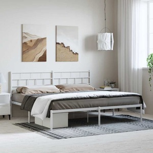 vidaXL, vidaXL Bettgestell mit Kopfteil Metall Weiß 183x213 cm