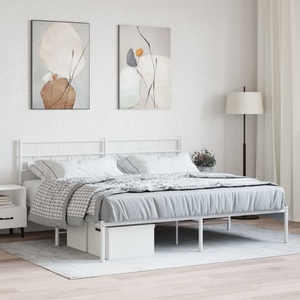 vidaXL, vidaXL Bettgestell mit Kopfteil Metall Weiß 200x200 cm