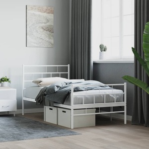 vidaXL, vidaXL Bettgestell mit Kopf- und Fußteil Metall Weiß 75x190 cm