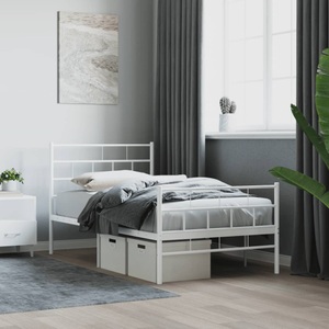 vidaXL, vidaXL Bettgestell mit Kopf- und Fußteil Metall Weiß 107x203 cm