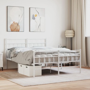 vidaXL, vidaXL Bettgestell mit Kopf- und Fußteil Metall Weiß 120x190 cm