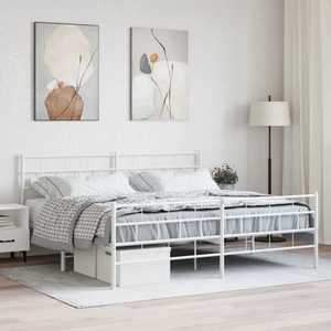 vidaXL, vidaXL Bettgestell mit Kopf- und Fußteil Metall Weiß 180x200 cm, 