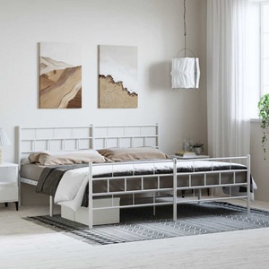 vidaXL, vidaXL Bettgestell mit Kopf- und Fußteil Metall Weiß 193x203 cm, vidaXL Bettgestell mit Kopf- und Fußteil Metall Weiß 193x203 cm