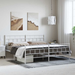 vidaXL, vidaXL Bettgestell mit Kopf- und Fußteil Metall Weiß 193x203 cm