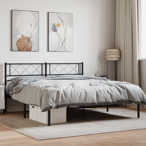 vidaXL, vidaXL Bettgestell mit Kopfteil Metall Schwarz 120x200 cm, vidaXL Bettgestell mit Kopfteil Metall Schwarz 120x200 cm