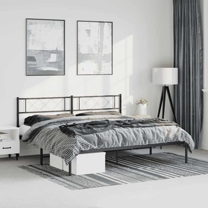 vidaXL, vidaXL Bettgestell mit Kopfteil Metall Schwarz 183x213 cm, vidaXL Bettgestell mit Kopfteil Metall Schwarz 183x213 cm