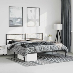 vidaXL, vidaXL Bettgestell mit Kopfteil Metall Schwarz 193x203 cm