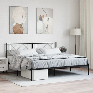 vidaXL, vidaXL Bettgestell mit Kopfteil Metall Schwarz 200x200 cm
