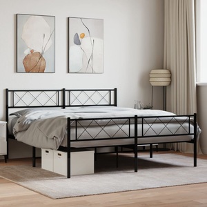 vidaXL, vidaXL Bettgestell mit Kopf- und Fußteil Metall Schwarz 160x200 cm, 
