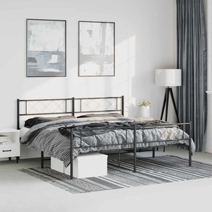 vidaXL, vidaXL Bettgestell mit Kopf- und Fußteil Metall Schwarz 183x213 cm