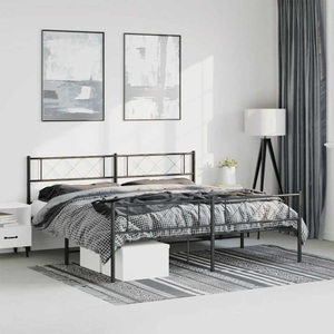 vidaXL, vidaXL Bettgestell mit Kopf- und Fußteil Metall Schwarz 193x203 cm