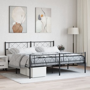 vidaXL, vidaXL Bettgestell mit Kopf- und Fußteil Metall Schwarz 200x200 cm