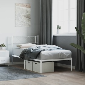 vidaXL, vidaXL Bettgestell mit Kopfteil Metall Weiß 90x190 cm