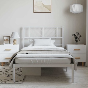 vidaXL, vidaXL Bettgestell mit Kopfteil Metall Weiß 100x190 cm