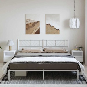vidaXL, vidaXL Bettgestell mit Kopfteil Metall Weiß 183x213 cm