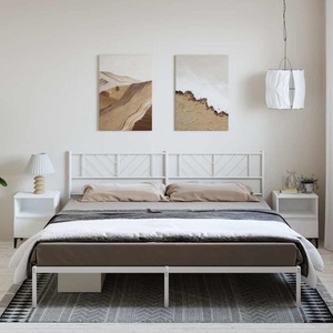vidaXL, vidaXL Bettgestell mit Kopfteil Metall Weiß 193x203 cm