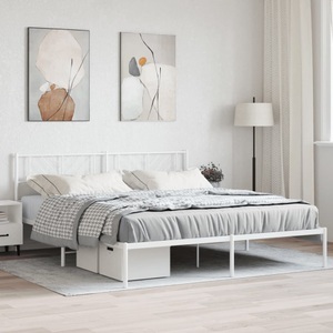 vidaXL, vidaXL Bettgestell mit Kopfteil Metall Weiß 200x200 cm