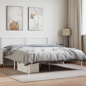 vidaXL, vidaXL Bettgestell mit Kopfteil Metall Weiß 120x200 cm