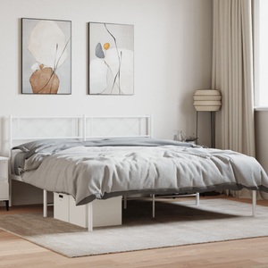 vidaXL, vidaXL Bettgestell mit Kopfteil Metall Weiß 140x200 cm