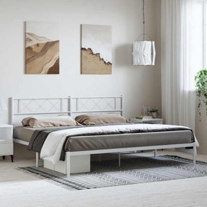 vidaXL, vidaXL Bettgestell mit Kopfteil Metall Weiß 183x213 cm, vidaXL Bettgestell mit Kopfteil Metall Weiß 183x213 cm