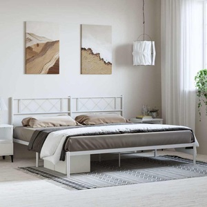 vidaXL, vidaXL Bettgestell mit Kopfteil Metall Weiß 193x203 cm