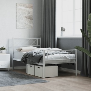vidaXL, vidaXL Bettgestell mit Kopf- und Fußteil Metall Weiß 90x190 cm