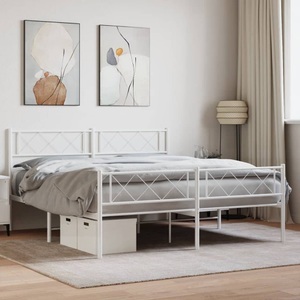 vidaXL, vidaXL Bettgestell mit Kopf- und Fußteil Metall Weiß 120x200 cm, vidaXL Bettgestell mit Kopf- und Fußteil Metall Weiß 120x200 cm