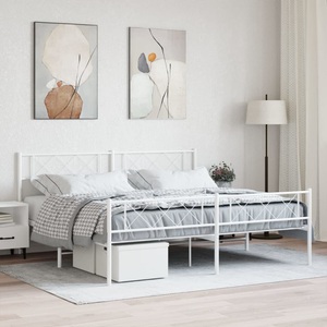 vidaXL, vidaXL Bettgestell mit Kopf- und Fußteil Metall Weiß 200x200 cm
