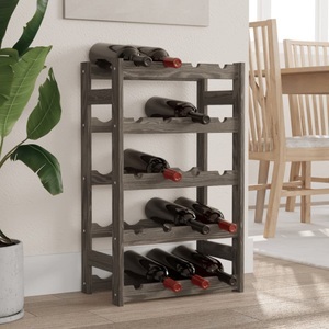 vidaXL, vidaXL Weinregal für 20 Flaschen Grau Massivholz Kiefer, vidaXL Weinregal für 20 Flaschen Grau Massivholz Kiefer