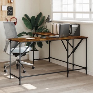 vidaXL, vidaXL Schreibtisch Räuchereiche 149x149x75 cm Holzwerkstoff, vidaXL Schreibtisch Räuchereiche 149x149x75 cm Holzwerkstoff