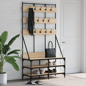 vidaXL, vidaXL Kleiderständer mit Schuhablage Sonoma-Eiche 100x40x184 cm, VidaXL - Kleiderständer holzwerkstoff, One Size, Braun