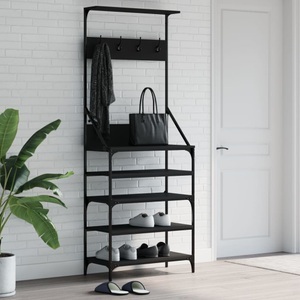 vidaXL, vidaXL Kleiderständer mit Schuhablage Schwarz 70x34x184 cm, vidaXL Kleiderständer mit Schuhablage Schwarz 70x34x184 cm