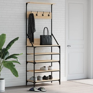 vidaXL, vidaXL Kleiderständer mit Schuhablage Sonoma-Eiche 70x34x184 cm, vidaXL Kleiderständer mit Schuhablage Sonoma-Eiche 70x34x184 cm