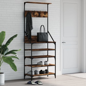 vidaXL, vidaXL Kleiderständer mit Schuhablage Räuchereiche 70x34x184 cm, vidaXL Kleiderständer mit Schuhablage Räuchereiche 70x34x184 cm