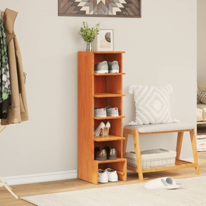 vidaXL, vidaXL Schuhregal Wachsbraun 28x30x104 cm Massivholz Kiefer