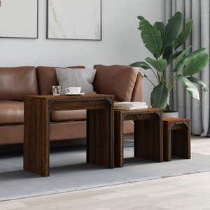 vidaXL, vidaXL Satztische 3 Stk. Braun Eichen-Optik Holzwerkstoff, vidaXL Satztische 3 Stk. Braun Eichen-Optik Holzwerkstoff