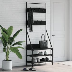 vidaXL, vidaXL Kleiderständer mit Schuhablage Schwarz 72x34x184 cm, vidaXL Kleiderständer mit Schuhablage Schwarz 72x34x184 cm