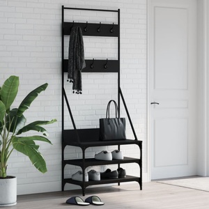 vidaXL, vidaXL Kleiderständer mit Schuhablage Schwarz 70x40x184 cm, vidaXL Kleiderständer mit Schuhablage Schwarz 70x40x184 cm