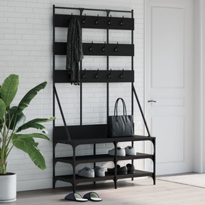 vidaXL, vidaXL Kleiderständer mit Schuhablage Schwarz 100x40x184 cm, VidaXL - Kleiderständer holzwerkstoff, One Size, Schwarz