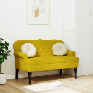 vidaXL, vidaXL Sitzbank mit Rückenlehne Gelb 119,5x64,5x75 cm Samt, vidaXL Sitzbank mit Rückenlehne Gelb 119,5x64,5x75 cm Samt