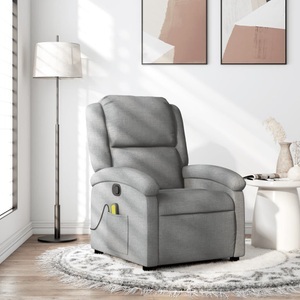 vidaXL, vidaXL Massagesessel Hellgrau Stoff, vidaXL Massagesessel Hellgrau Stoff