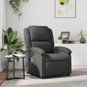 vidaXL, vidaXL Massagesessel Grau Echtleder, vidaXL Massagesessel Grau Echtleder