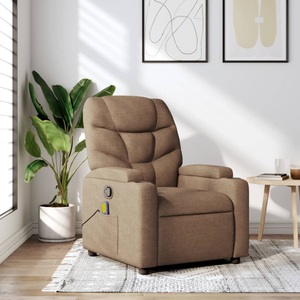 vidaXL, vidaXL Massagesessel Braun Stoff, vidaXL Massagesessel Braun Stoff